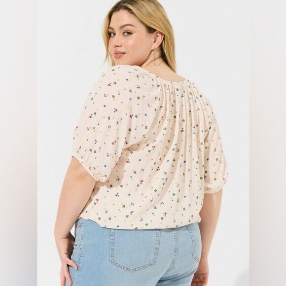 364. Torrid bees and flowers Gauze Blouson Half Sleeve top size 1 (1X) - Picture 3 of 10